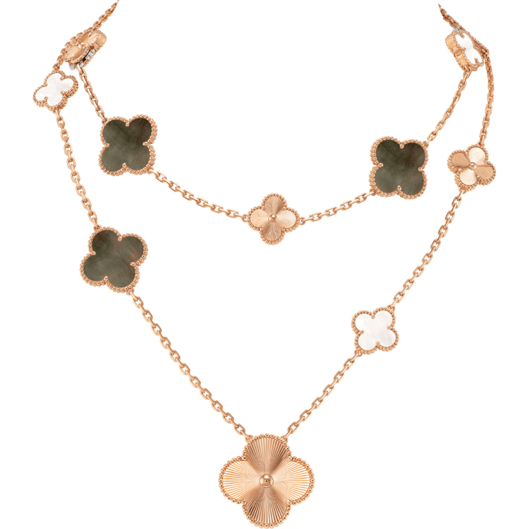 Transformable Vintage Alhambra Necklace in mother-of-pearl and rose gold