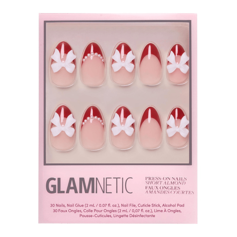 Glamnetic Press-On Nails in “Ruby Ribbons”