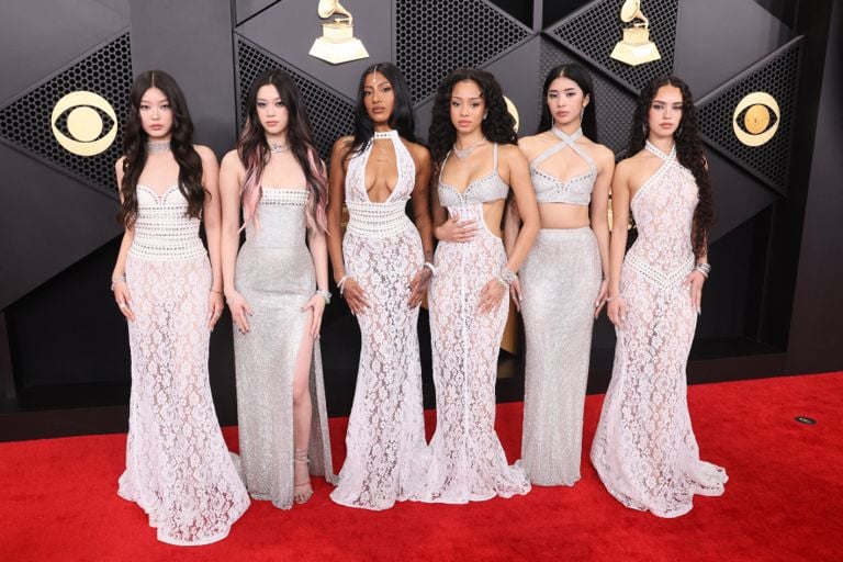 grammys red carpet 2026: katseye in ludovic de saint sernin