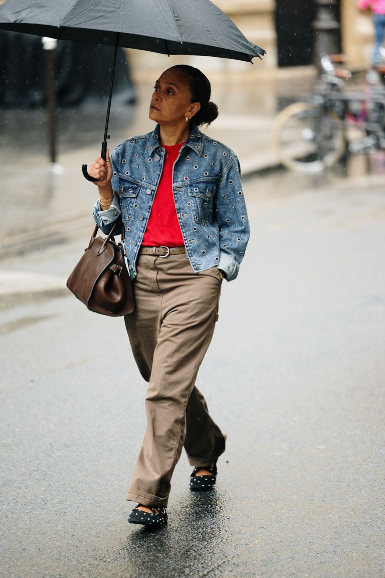 A person wears a denim jacket. best spring jackets
