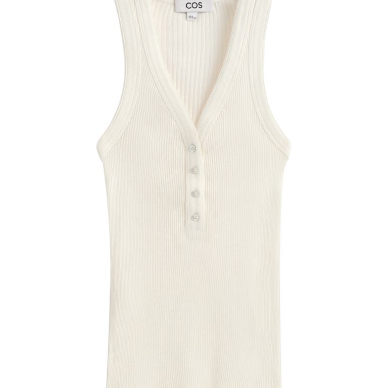 Cos Ribbed- Henley Tank Top 