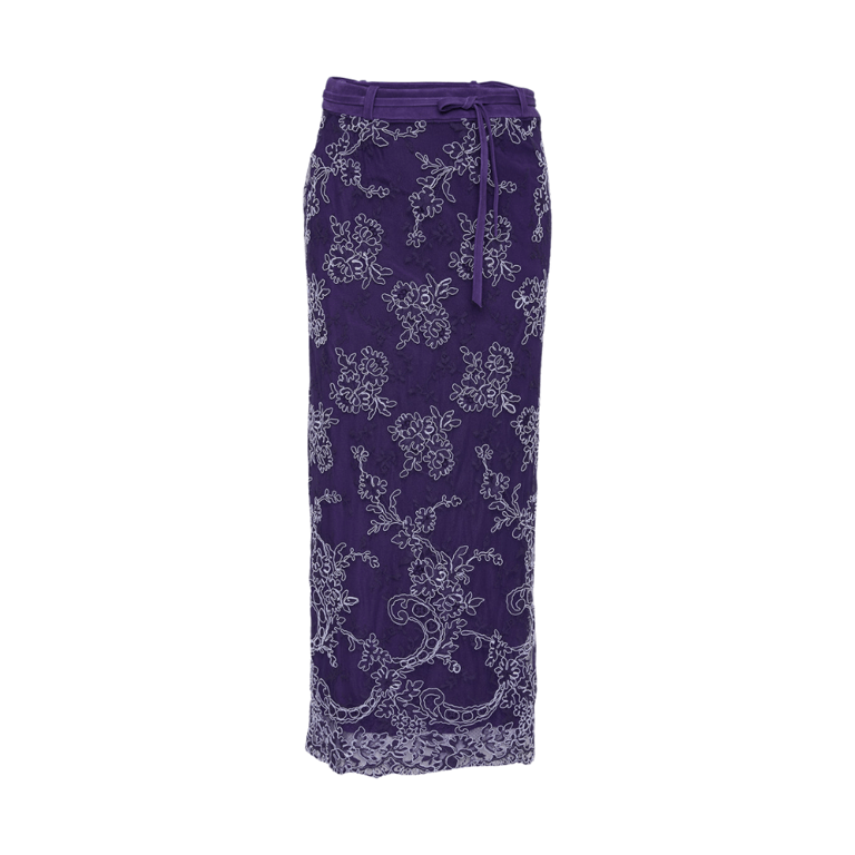 Christopher Esber Iris Lace Suede Belted Skirt