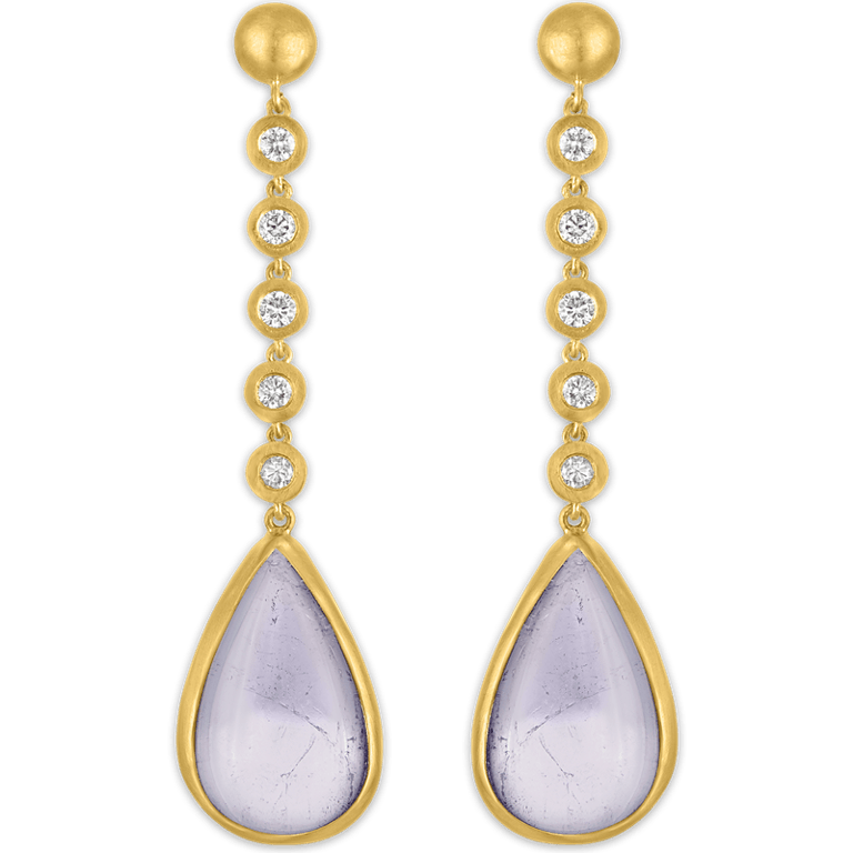 Prounis Five Diamond and Lavender Tourmaline Chime Earrings