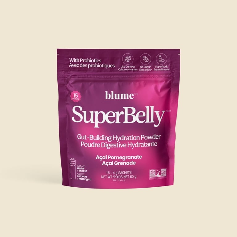 Blume SuperBelly Gut-Building Hydration Powder in “Açaí Pomegranate”
