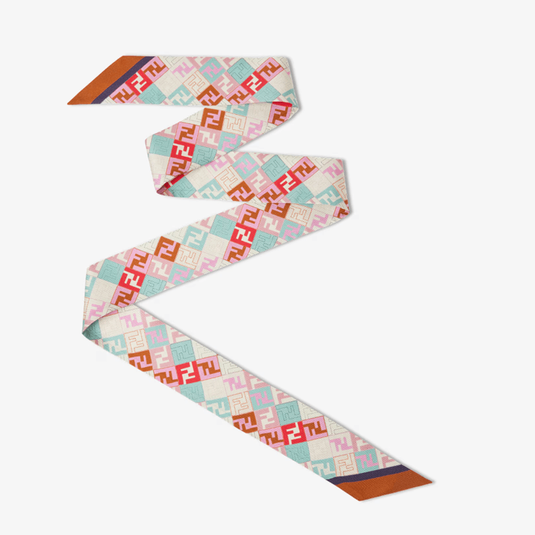 Fendi Wrappy Multicolour Silk Narrow Scarf