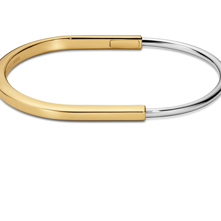 Tiffany Lock Narrow Bangle in Yellow and White Gold