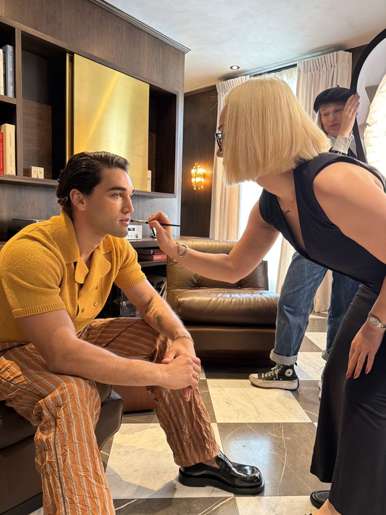 On set during FASHION’s Summer 2026 cover photoshoot with Josh Heuston.