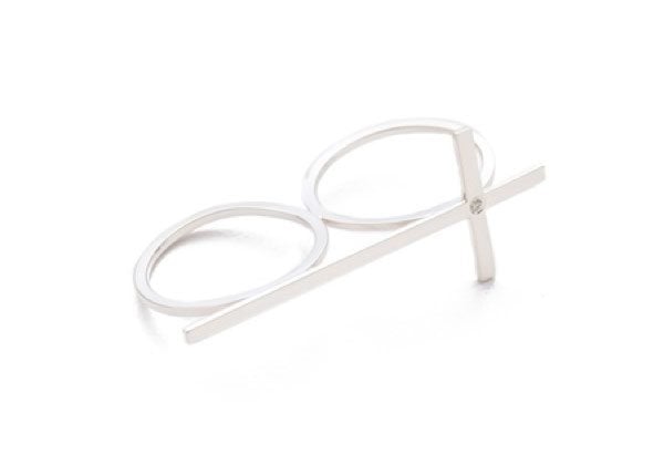 Jennifer Zeuner Jewelry Double Finger Cross Ring