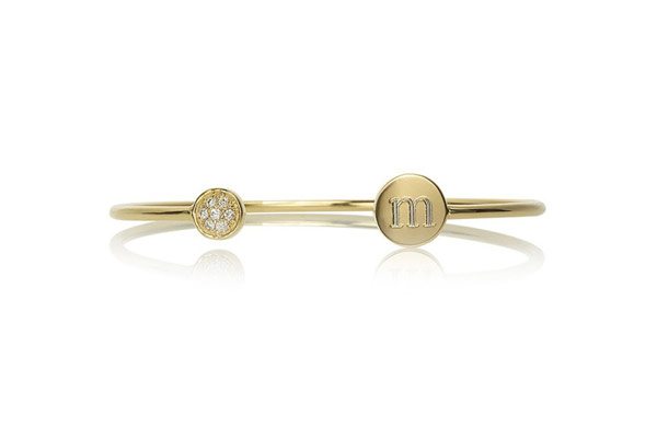 Christmas Gift Ideas Luxury Sarah Chloe Exclusive Monogrammable Gold Plated Circle Diamond Elle Bangle