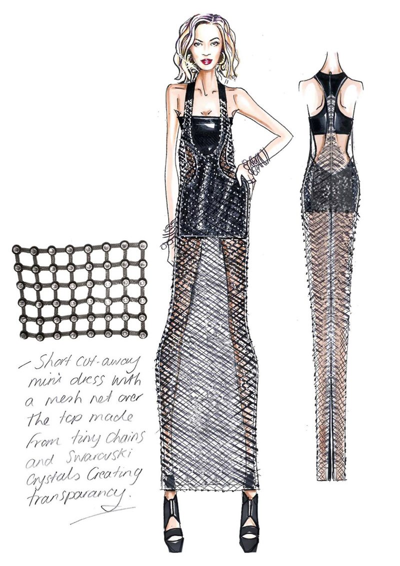 Beyonce Mrs Carter European Tour Versace Sketch