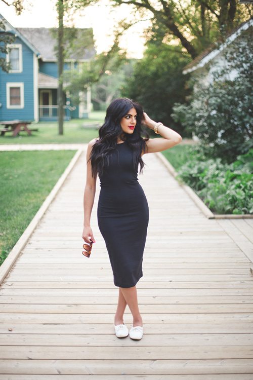 black midi work dress High Neck Shift Dress