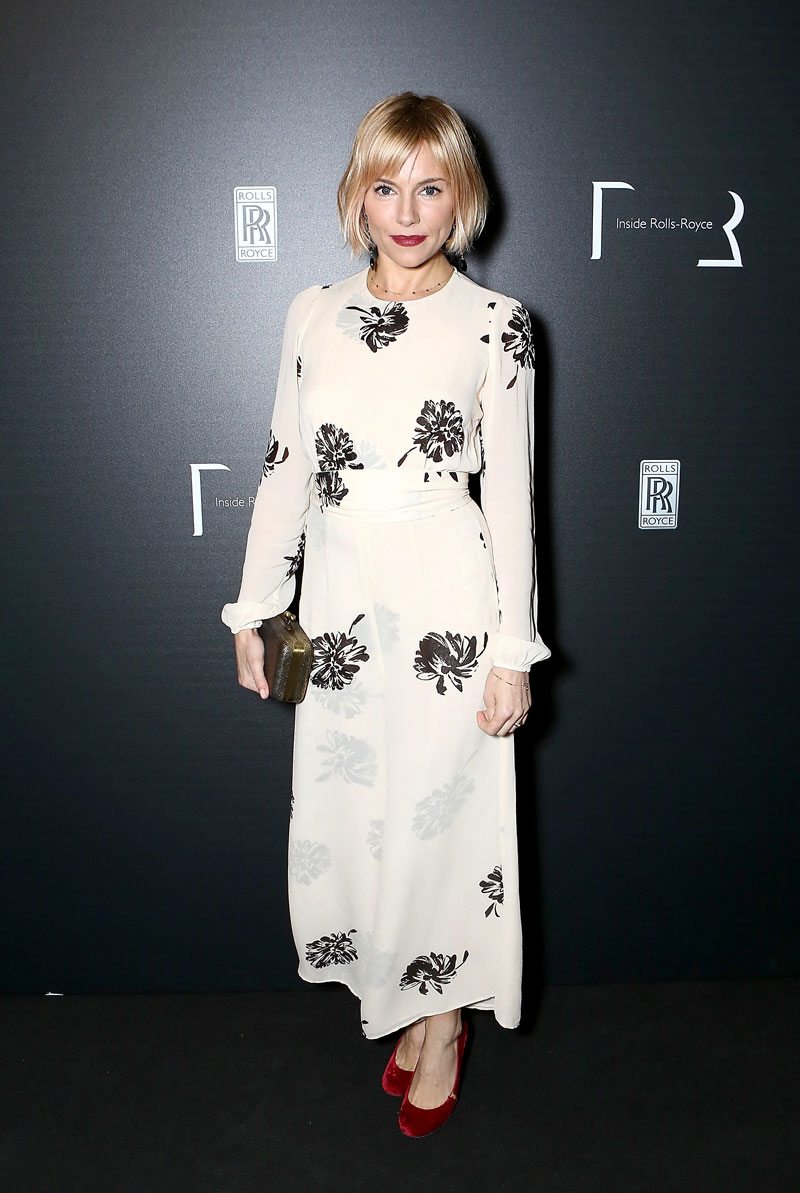 celebrity style sienna miller inside rolls royce 2014