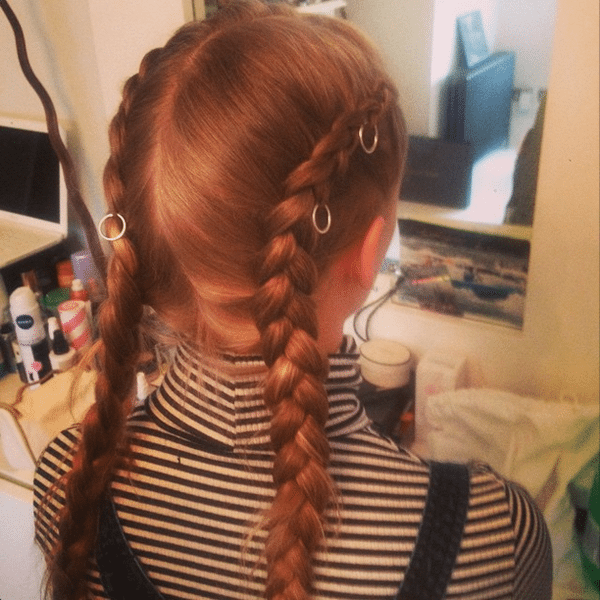 celebrities pigtails