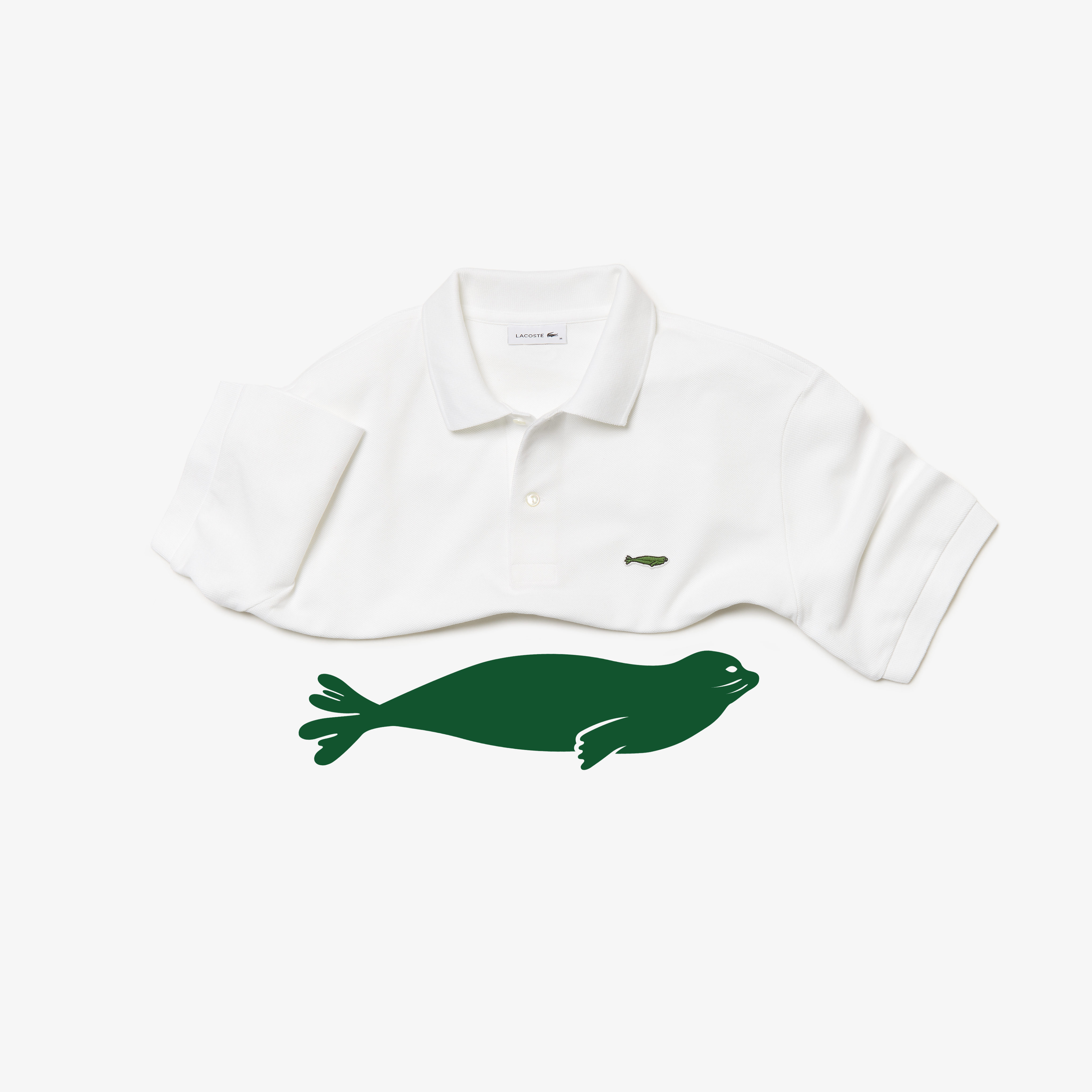 LACOSTE SAVE OURSPECIES ハワイアンモンクアザラシ刺繍ポロ Lacoste is Taking a Break From Its Crocodile Logo for a Good Cause