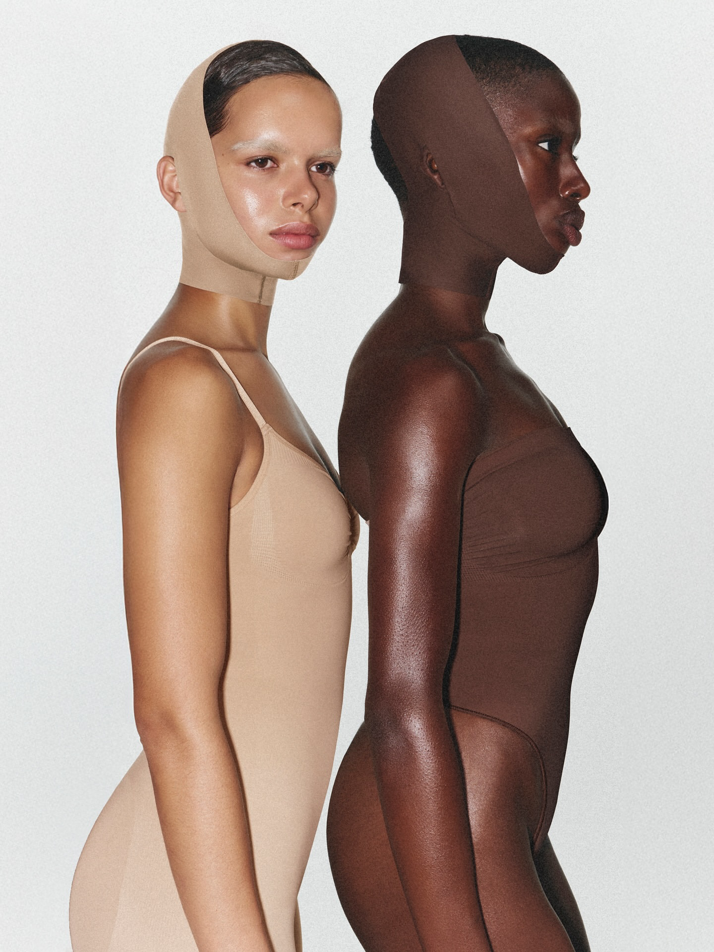 models wearing skims face shapewear seamless sculpt face shaper