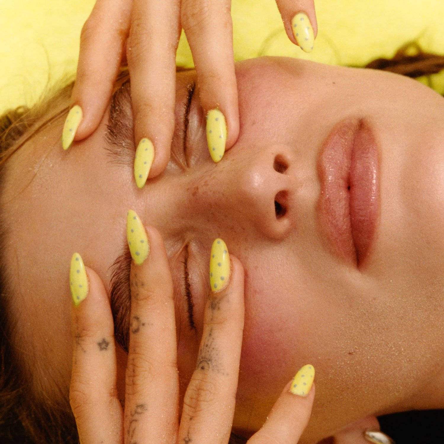 Hailey Bieber's Lemon Drop Martini manicure.