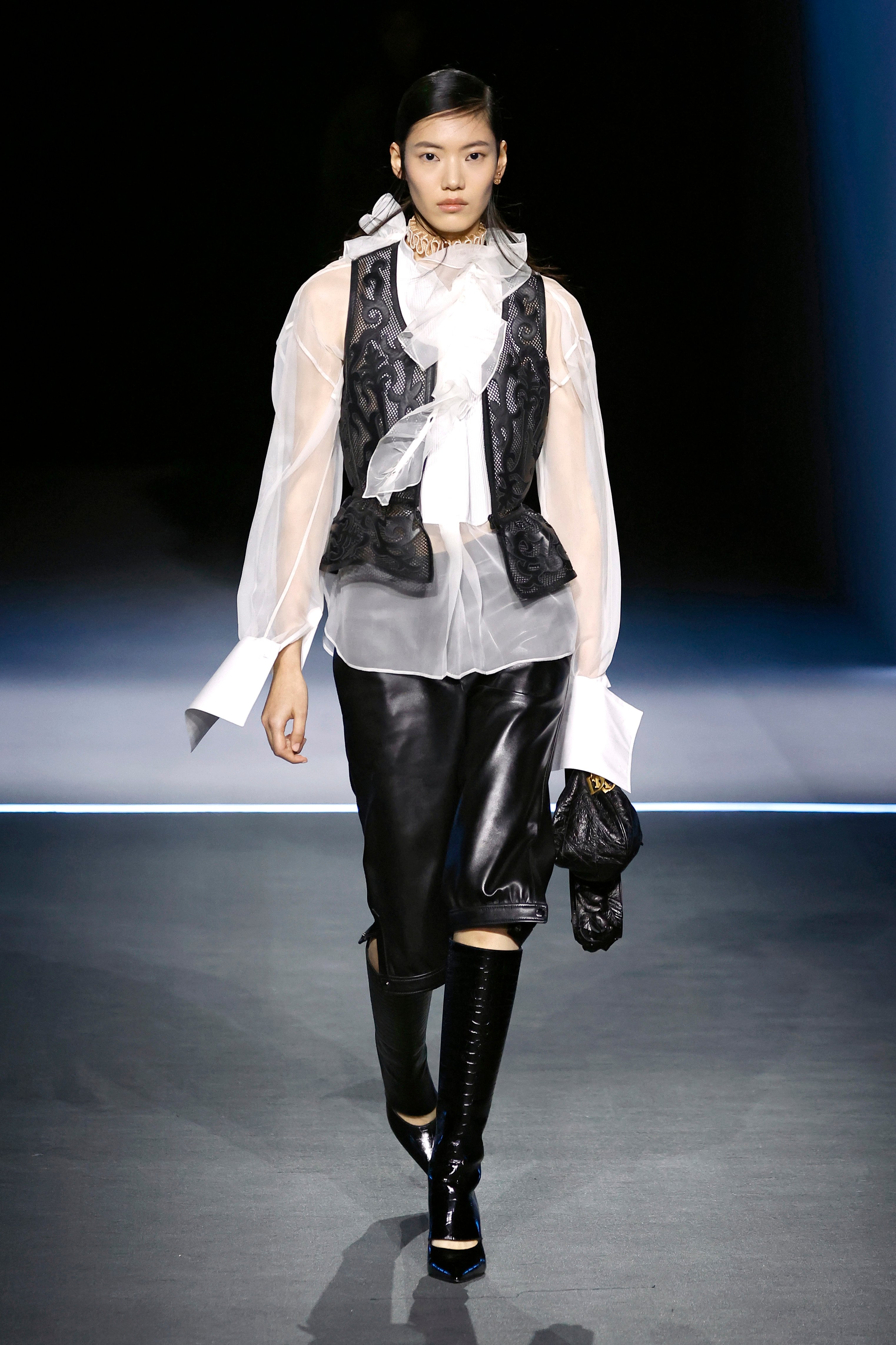model wearing dior culottes