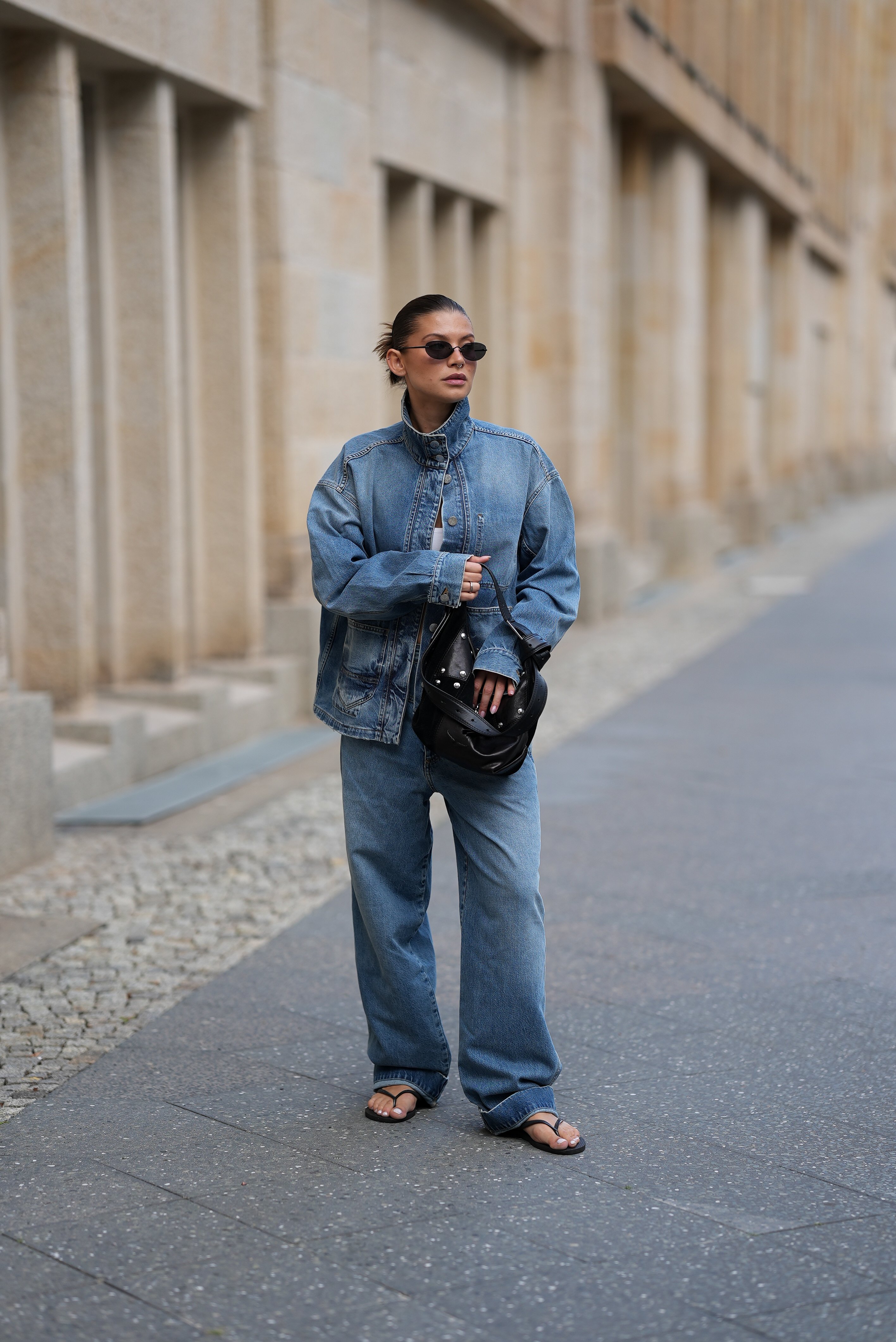 Woman wearing UPF clothing in Berlin