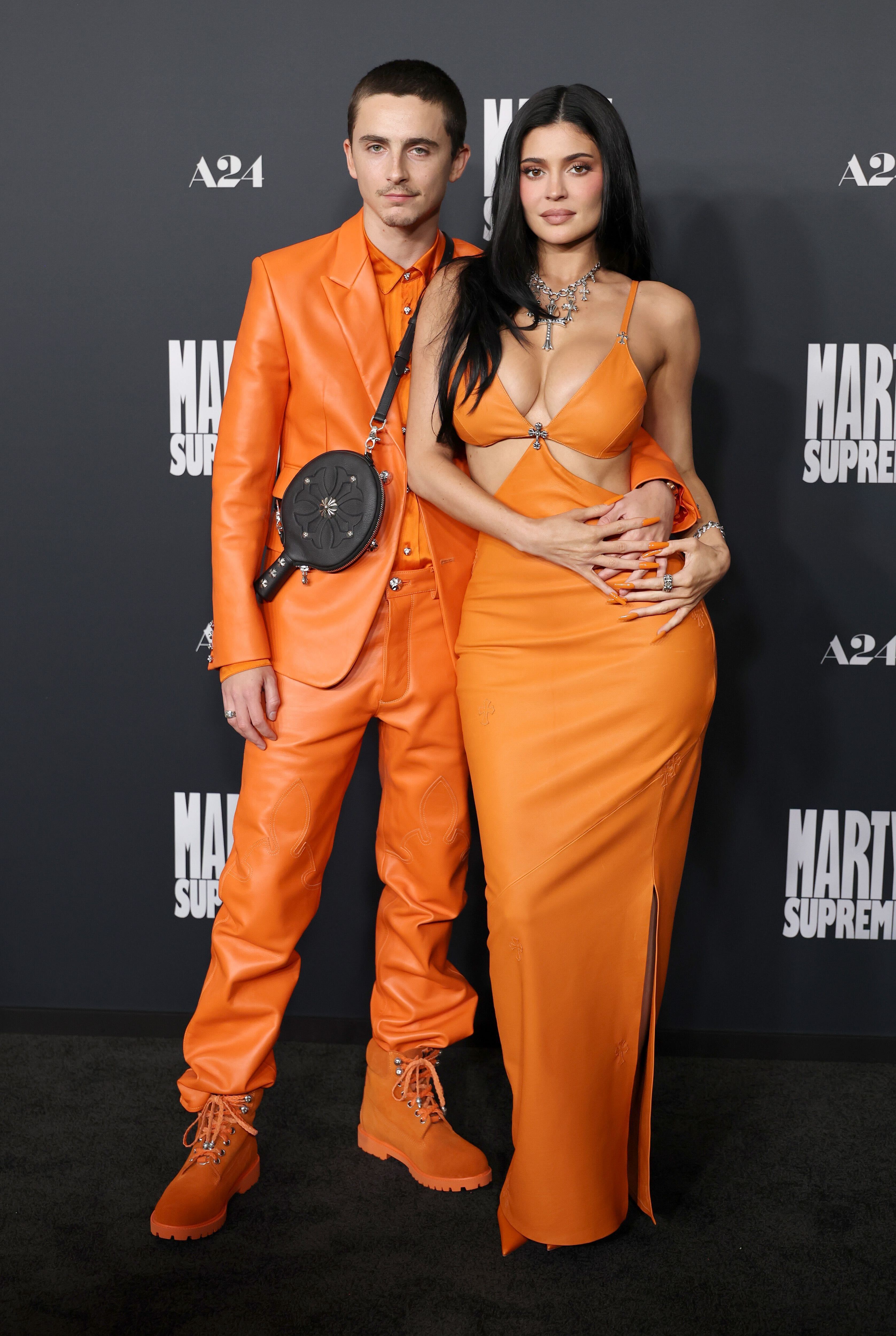 Kylie Jenner and Timothée Chalamet at the Marty Supreme Premiere 2026 Colour of the Year Aperol Orange