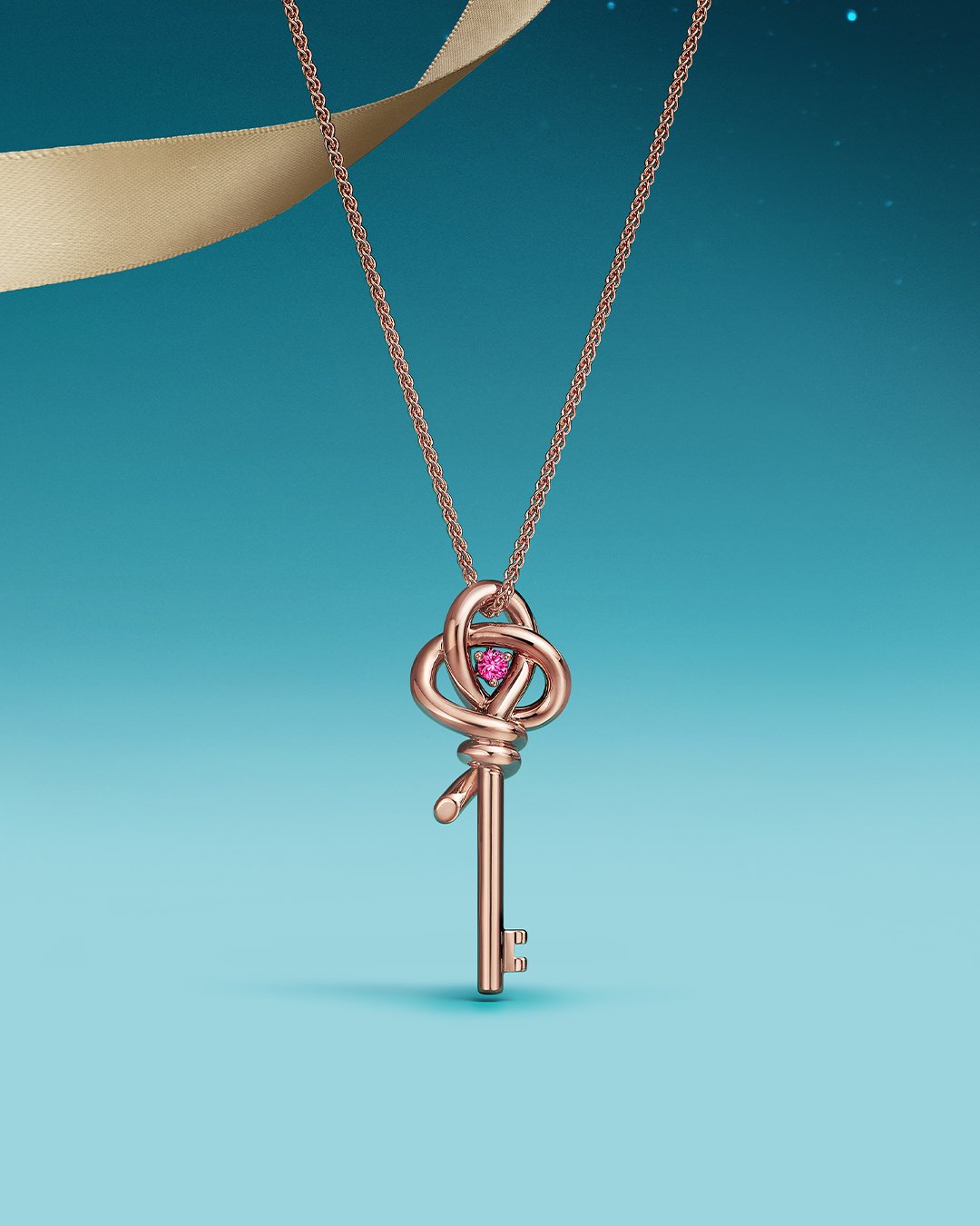 Tiffany Knot mini key pendant in rose gold