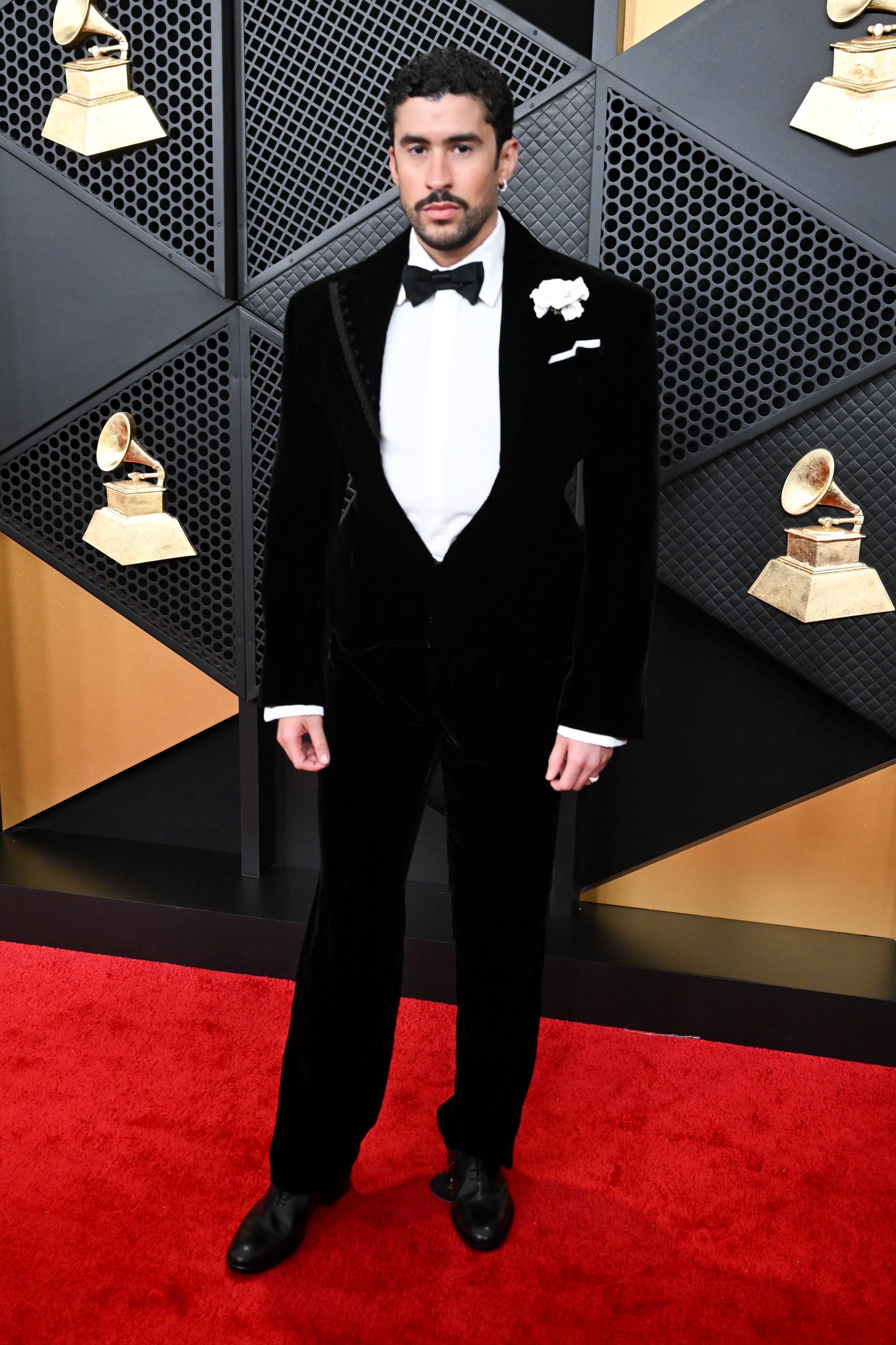 grammys red carpet 2026: bad bunny in schiaparelli