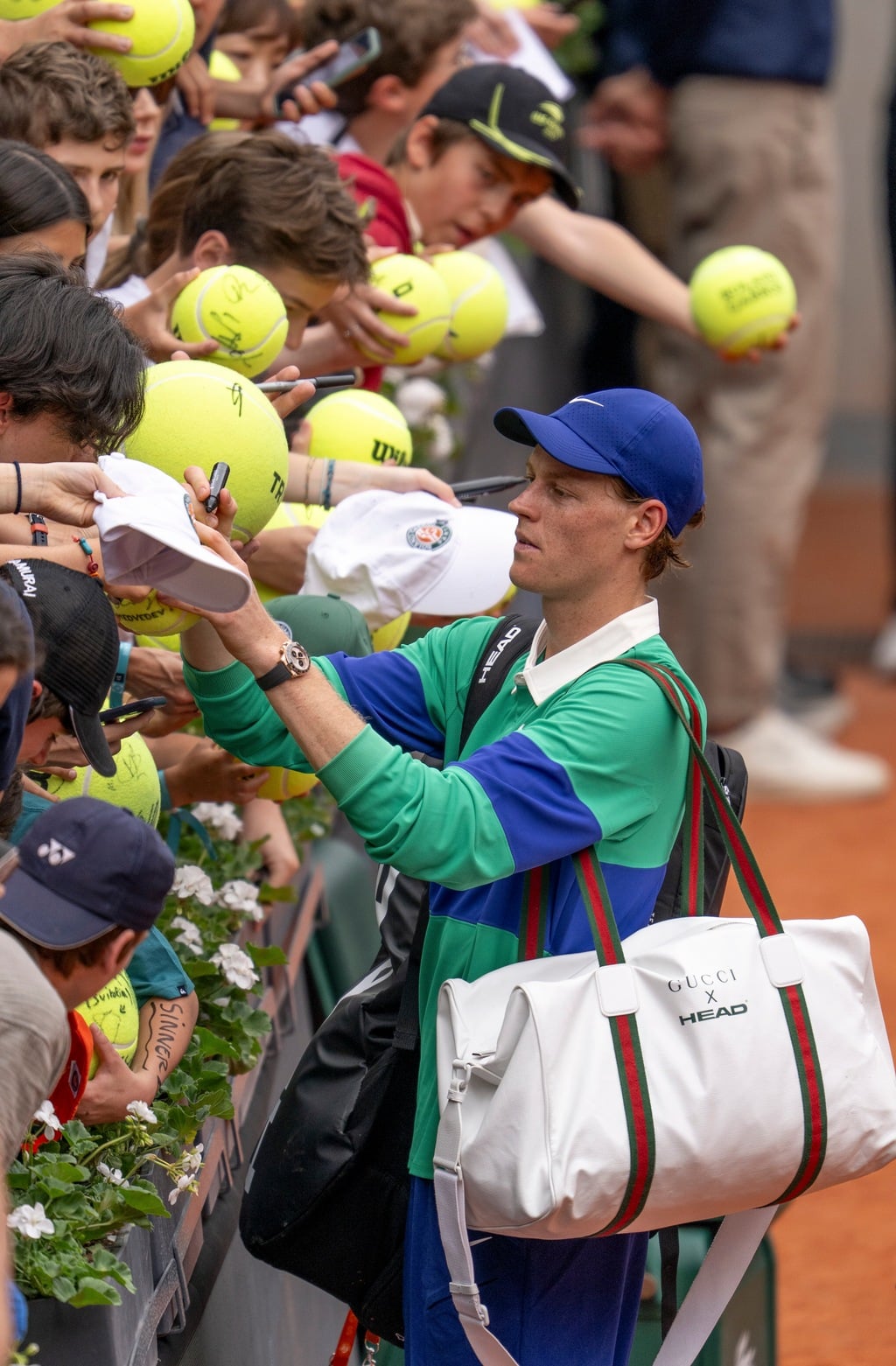 Rolex Testimonee Jannik Sinner at Roland-Garros in 2025